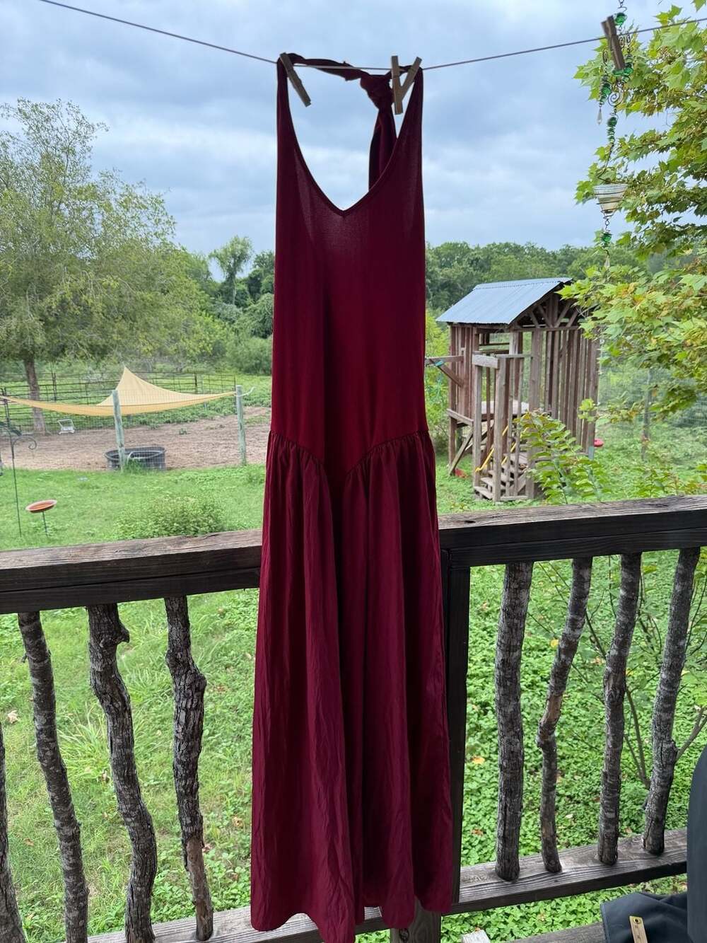 Maroon Halter Midi Dress